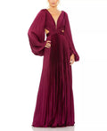Dramatic A Line Deep V Neck Puff Sleeve Cross Back Floor Length For Ladies Prom Dress