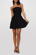 Dramatic A Line Strapless Sleeveless Ruched Back Short Length Homecoming Dress