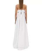 Dramatic A Line Strapless Two Tone Asymmetrical Train Floor Length For Adults Prom Dress