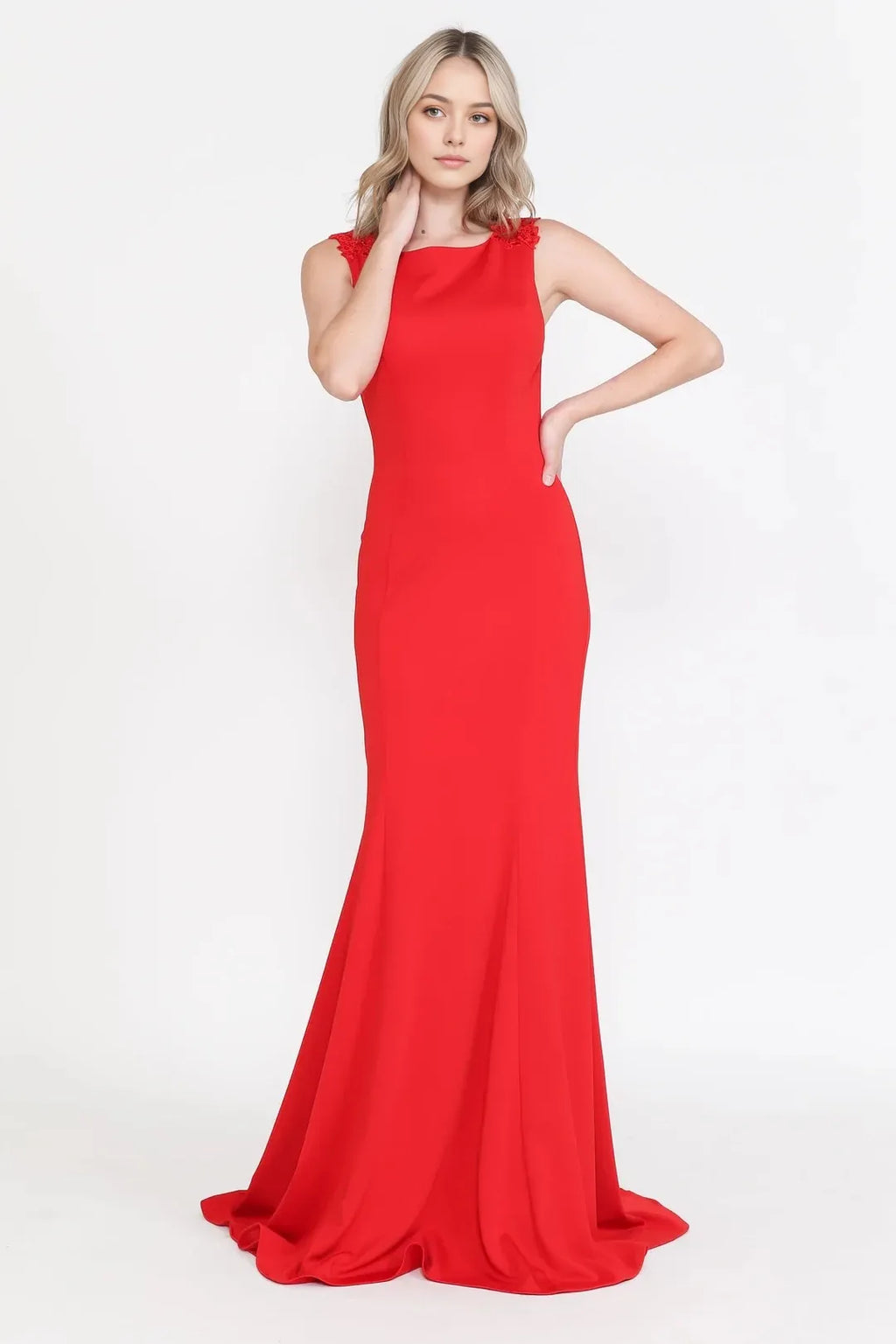 Dramatic Mermaid Crew Neck Cape Sleeve Closed Back Floor Length Prom Dress