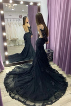 Dramatic Mermaid Off Shoulder Long Sleeve Beaded Maxi Prom Dress