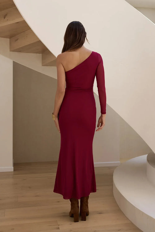 Robe de bal sirène spectaculaire asymétrique à épaule unique, corsage froncé et longueur ras du sol