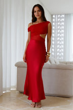 Dramatic Mermaid One Shoulder Sleeveless Cutout Back Floor Length Prom Dress