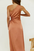Dramatic Mermaid One Shoulder Sleeveless Cutout Side Floor Length Prom Dress