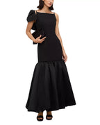 Dramatic Mermaid Square Neck One Shoulder Bow Detail Open Back Floor Length Prom Dress