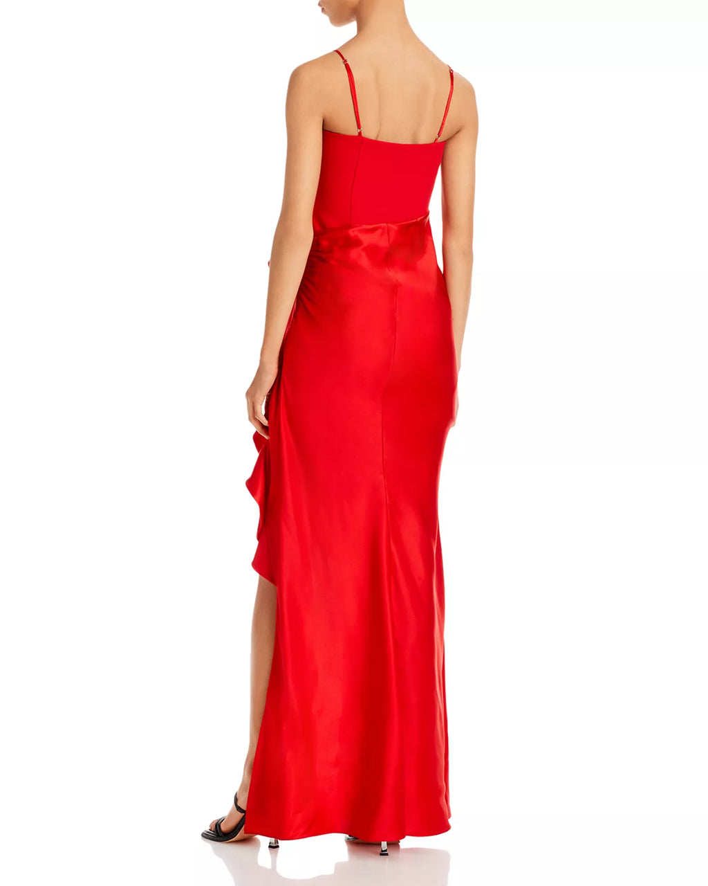 Dramatic Mermaid Square Neck Spaghetti Strap Ruffle Accent Floor Length For Ladies Prom Dress
