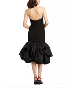 Dramatic Mermaid Strapless Open Back Voluminous Ruffle Midi Length For Sale Prom Dress