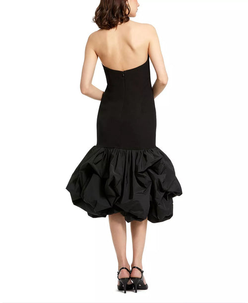 Dramatic Mermaid Strapless Open Back Voluminous Ruffle Midi Length For Sale Prom Dress
