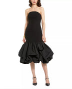 Dramatic Mermaid Strapless Open Back Voluminous Ruffle Midi Length For Sale Prom Dress