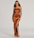 Dramatic Mermaid Strapless Sleeveless Ruched Side Floor Length Prom Dress