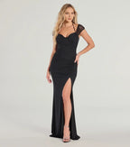 Dramatic Mermaid Sweetheart Neck Short Sleeve Zipper Back Floor Length Prom Dress