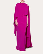 Dramatic Sheath Boat Neck Cape Sleeve Slit Back Floor Length Prom Dress