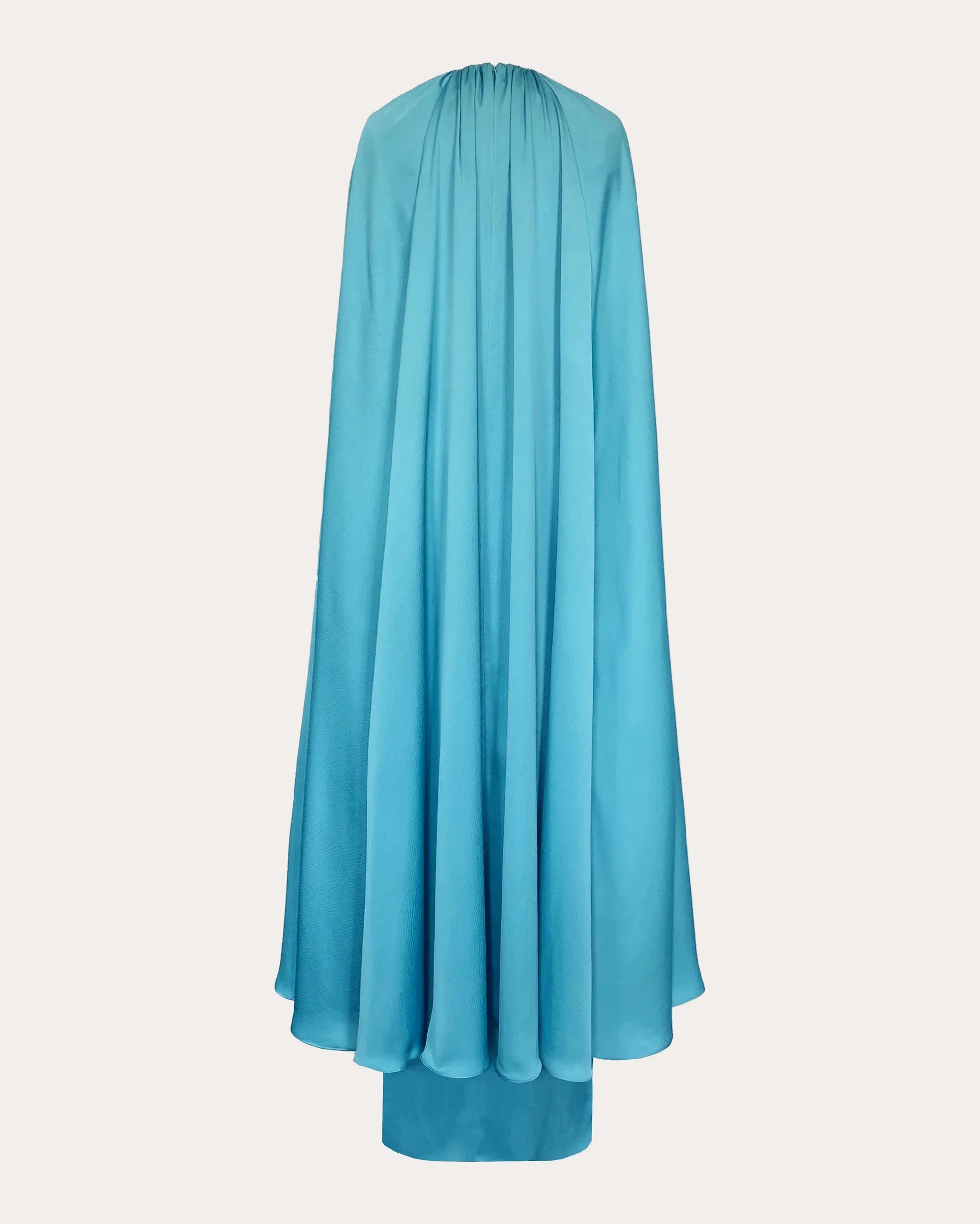 Dramatic Sheath Crew Neck Cape Sleeve Belted Back Floor Length Prom Dress