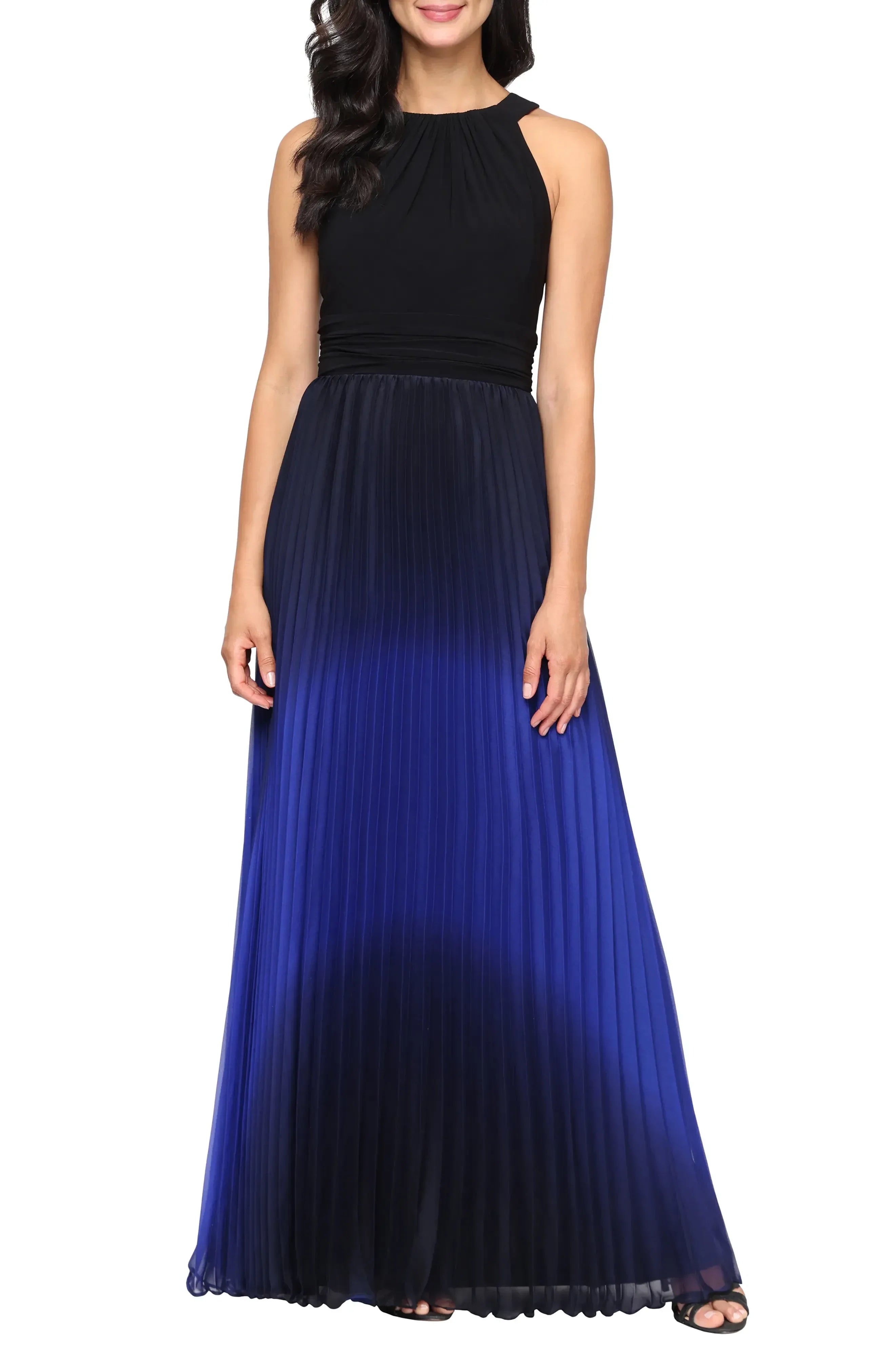 Dramatic Sheath High Neck Sleeveless Zipper Back Floor Length Evening Dress