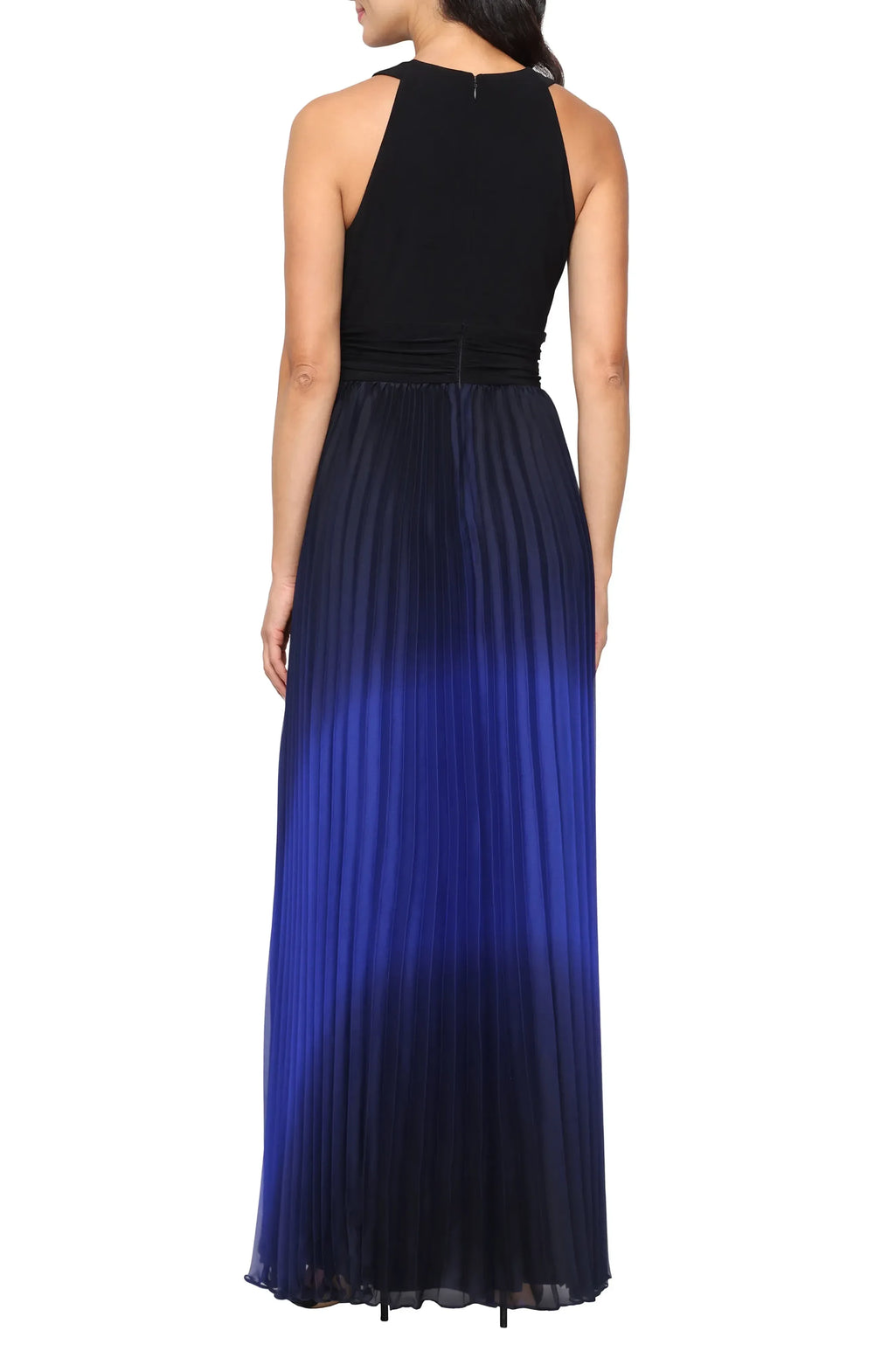 Dramatic Sheath High Neck Sleeveless Zipper Back Floor Length Evening Dress