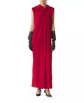 Dramatic Sheath Knot Neck Sleeveless Tie Back Slit Floor Length For Women Prom Dress