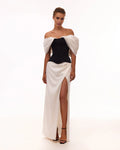 Dramatic Sheath Off Shoulder Draped Sleeve Lace Up Back Floor Length Evening Dress