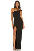 Dramatic Sheath One Shoulder Sleeveless High Slit Floor Length Prom Dress