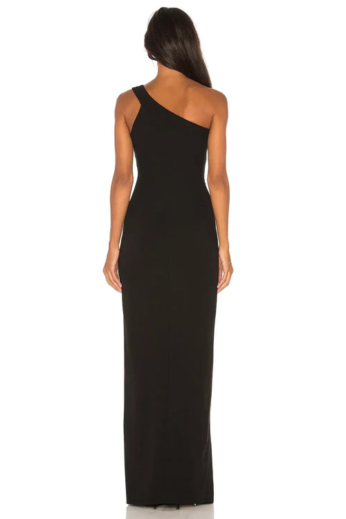 Robe de bal spectaculaire fourreau asymétrique sans manches avec fente haute jusqu'au sol