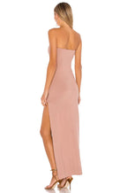 Dramatic Sheath Strapless Asymmetric High Slit Floor Length Prom Dress