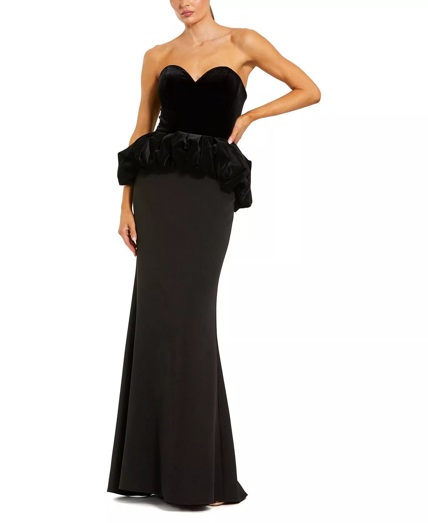 Dramatic Trumpet Sweetheart Strapless Ruffled Back Floor Length For Sale Prom Dress
