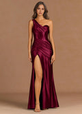 Draped One Shoulder Mermaid Sweetheart Sleeveless Lace Up Back Floor Length Female Prom Dress