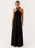 Dreamy A Line Halter Neck Sleeveless Open Back Floor Length Plus Size Evening Dress