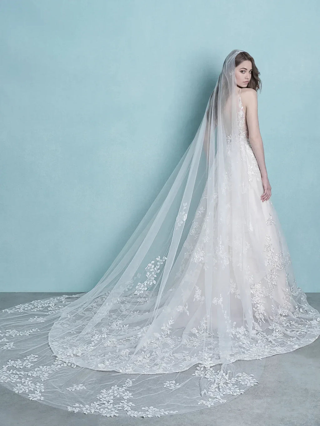 Dreamy A Line Plunging V Neck Sleeveless Open Back Floor Length Wedding Dress