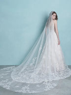 Dreamy A Line Plunging V Neck Sleeveless Open Back Floor Length Wedding Dress