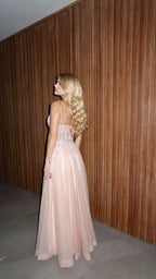 Dreamy A-Line Spaghetti Strap Sweetheart Corset High-Slit Floor-Length Evening Gown