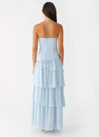 Dreamy A Line Strapless Sleeveless Tiered Ruffle Floor Length Plus Size Evening Dress
