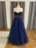 Dreamy A-Line Strapless Sweetheart Appliqué Floor-Length Evening Ball Gown