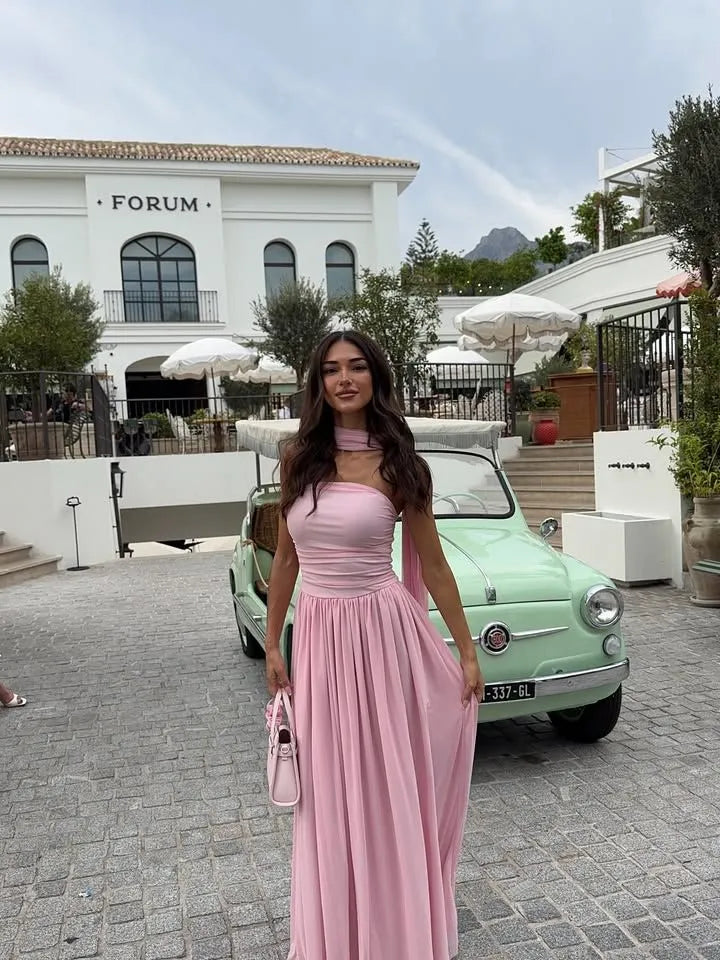 Dreamy A-Line Strapless Sweetheart Sleeveless Floor-Length Bridesmaid Evening Dress