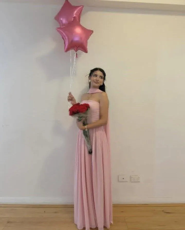 Dreamy A-Line Strapless Sweetheart Sleeveless Floor-Length Bridesmaid Evening Dress