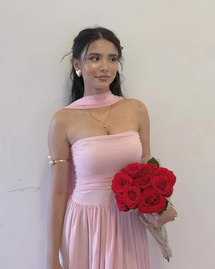 Dreamy A-Line Strapless Sweetheart Sleeveless Floor-Length Bridesmaid Evening Dress