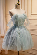 Dreamy Ball Gown Off Shoulder Short Sleeve Mini Party Dress