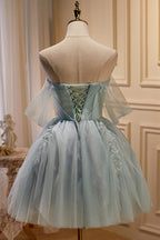 Dreamy Ball Gown Off Shoulder Short Sleeve Mini Party Dress
