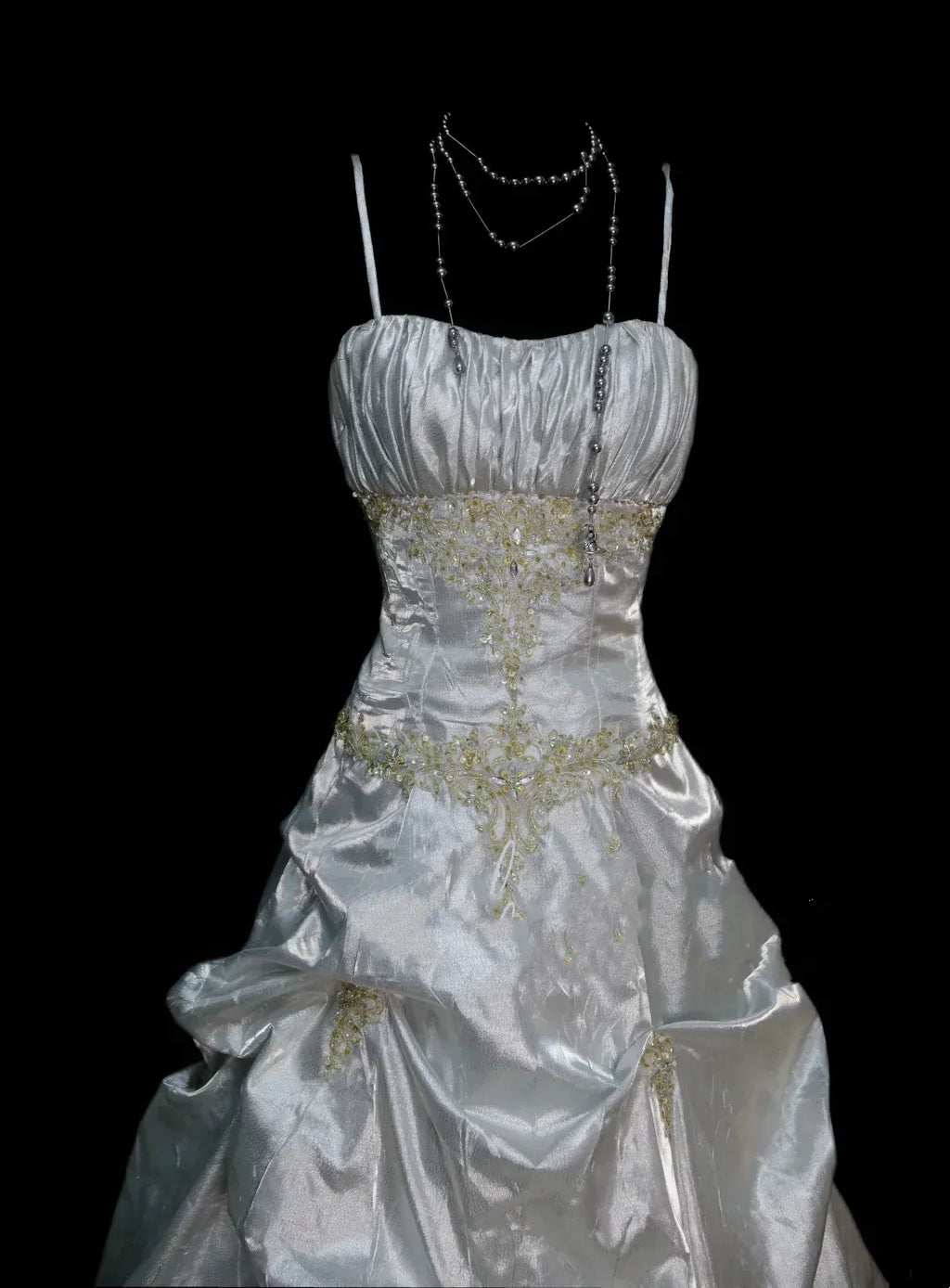Dreamy Ball Gown Strapless Spaghetti Strap Lace-Up Back Floor-Length Bridal Dress