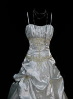 Dreamy Ball Gown Strapless Spaghetti Strap Lace-Up Back Floor-Length Bridal Dress