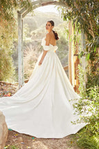 Dreamy Ball Gown Sweetheart Off Shoulder Sleeve Button Back Floor Length Wedding Dress