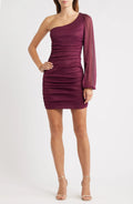 Dreamy Bodycon One Shoulder Long Sleeve Open Back Short Length Homecoming Dress