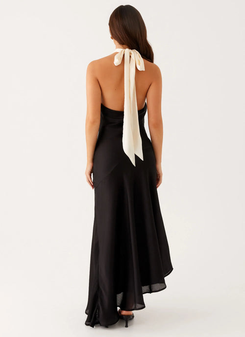 Robe de soirée longue asymétrique grande taille à col licou et dos nu effet sirène de rêve