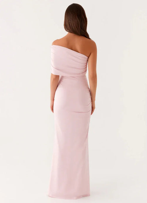 Robe de soirée sirène asymétrique drapée sans manches fendue dos nu coupe longue grande taille