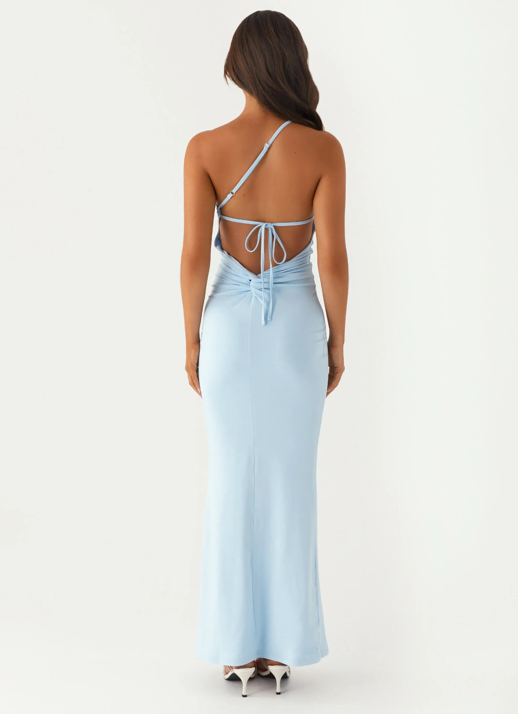 Dreamy Mermaid One Shoulder Sleeveless Tie Back Floor Length Plus Size Evening Dress