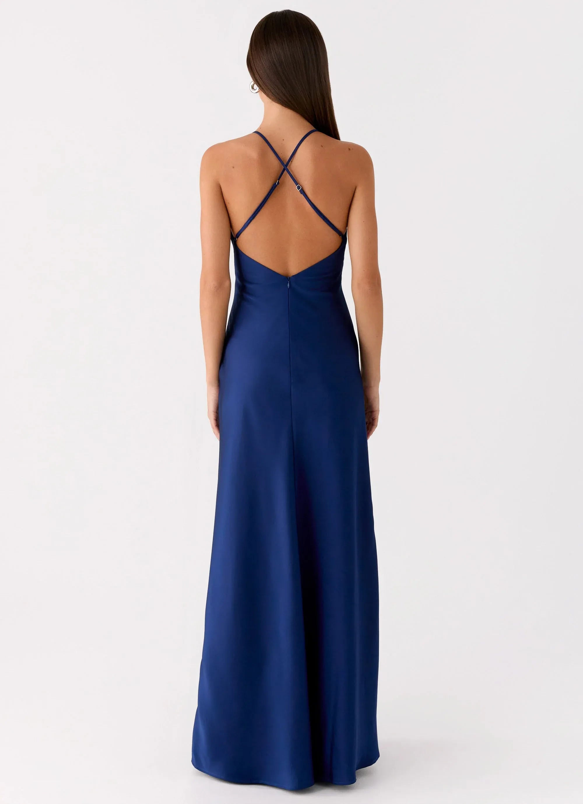 Dreamy Mermaid Plunge Neck Sleeveless Crisscross Back Floor Length Plus Size Evening Dress