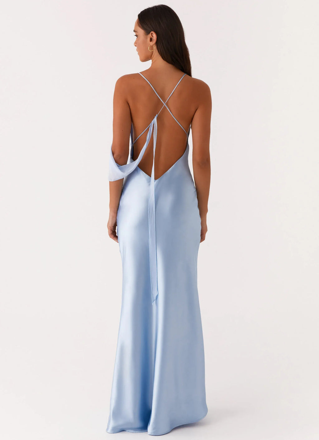 Dreamy Sheath Cowl Neck Sleeveless Floral Accent Crisscross Back Floor Length Plus Size Evening Dress