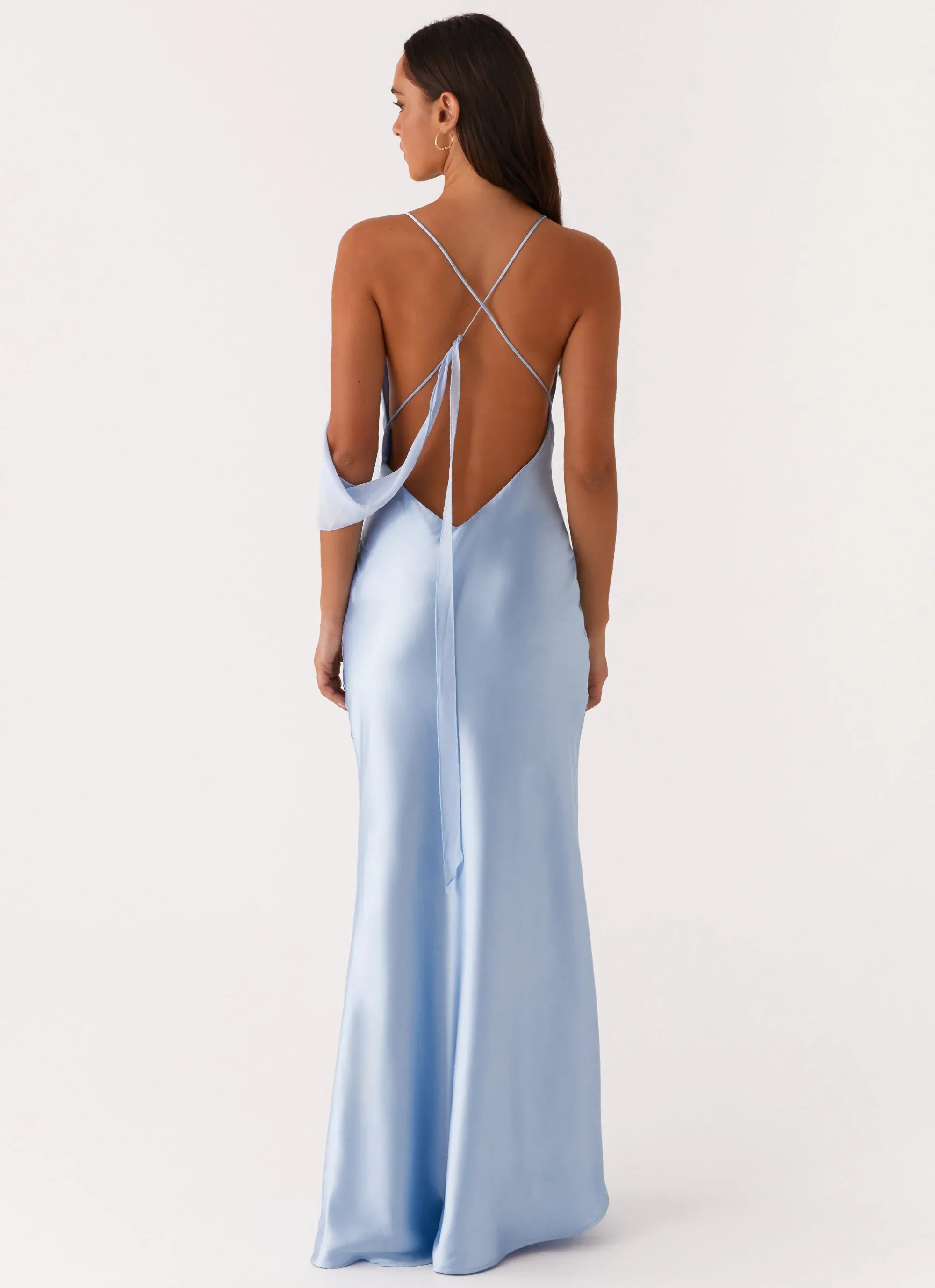 Dreamy Sheath Cowl Neck Sleeveless Floral Accent Crisscross Back Floor Length Plus Size Evening Dress