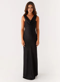 Dreamy Sheath Cowl Neck Sleeveless Open Back Floor Length Plus Size Evening Dress