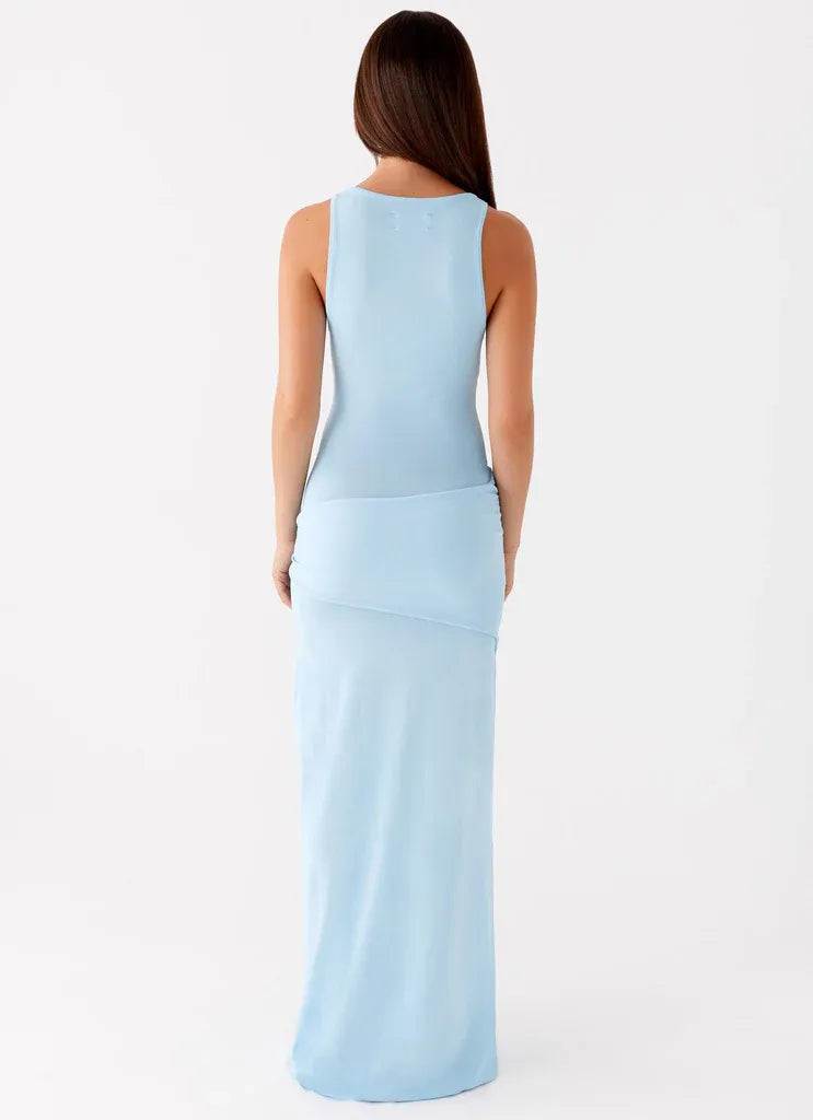 Dreamy Sheath Crew Neck Sleeveless Knotted Front Floor Length Plus Size Evening Dress