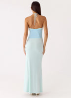 Dreamy Sheath Halter Neck Sleeveless Cut Out Front Floor Length Plus Size Evening Dress